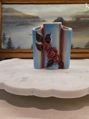 Vintage Blue/Red Wall Pocket Vase